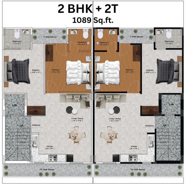 3BHK + 3T
                            1500 SQ FT